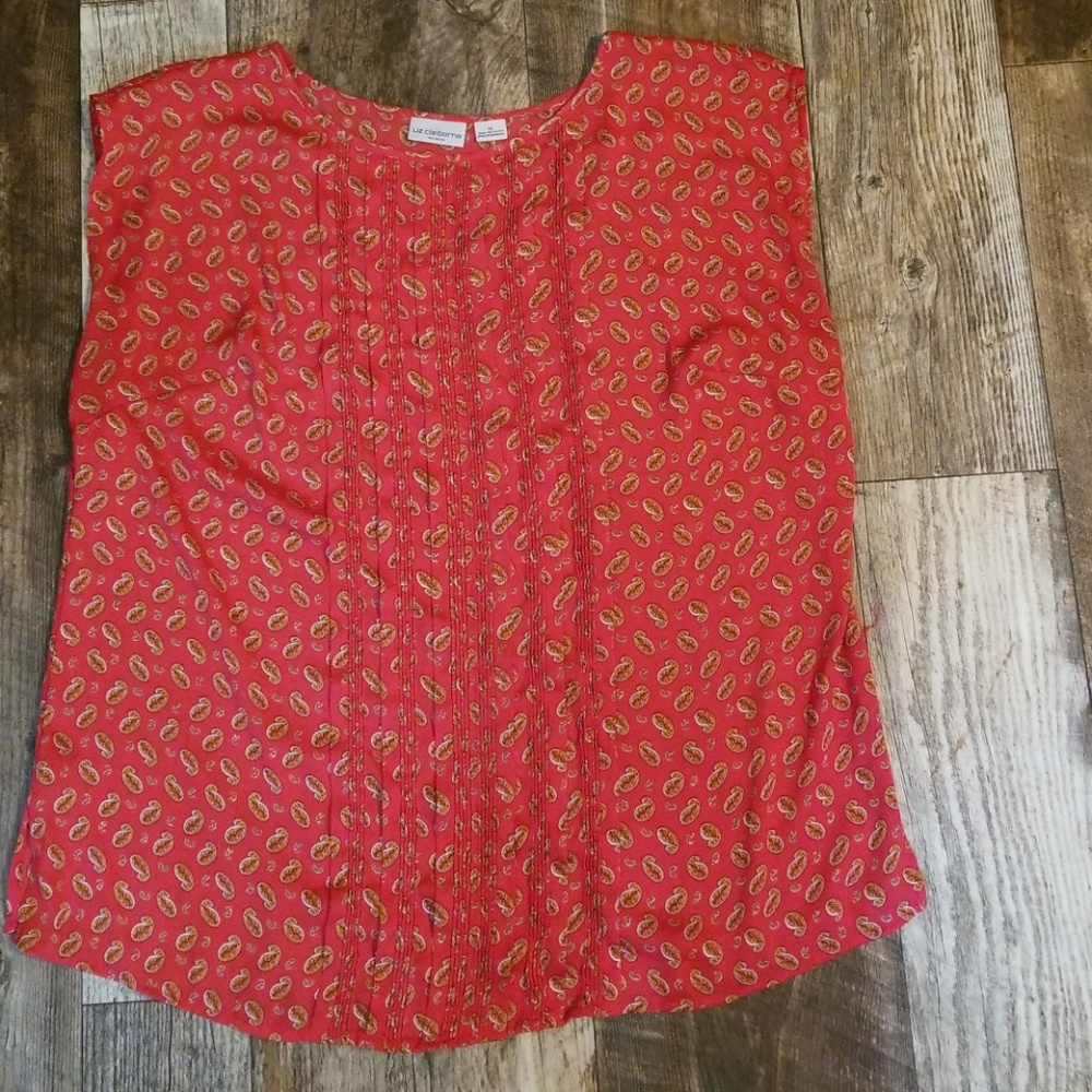 Liz Claiborne Red with Design Summer Blouse 1x